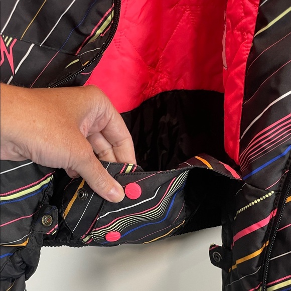 O'Neill Women's Black Jacket with Multicolor Stripes - Picture 9 of 14